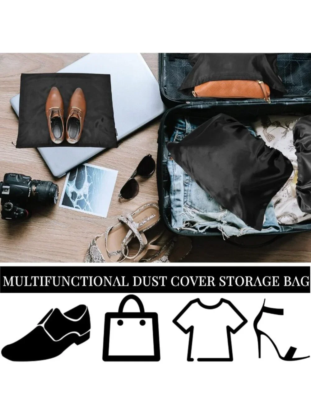 12 Pcs Satin Dust Bags for Handbags & Purses - Drawstring Storage Organizers